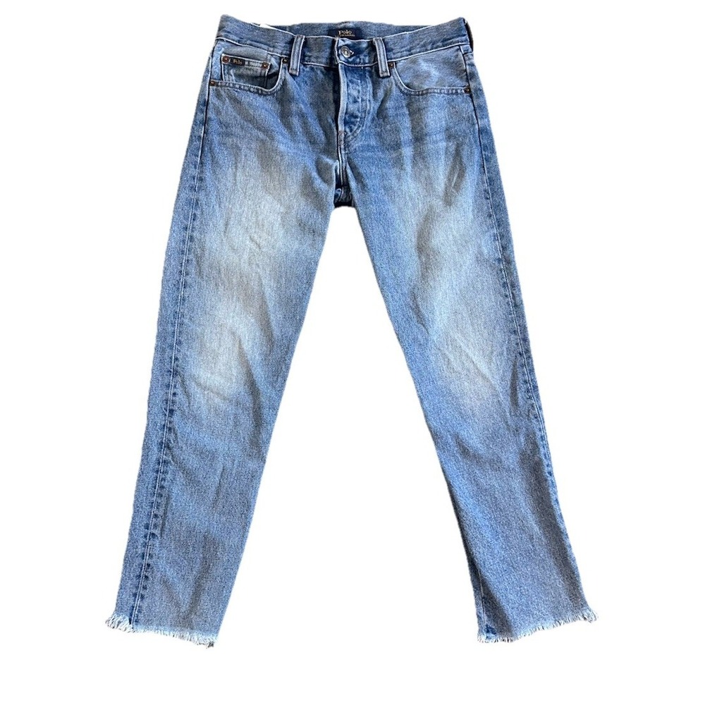 Polo Ralph Lauren Women's Med Wash Avery Boyfriend Jeans Frayed Bottom 25